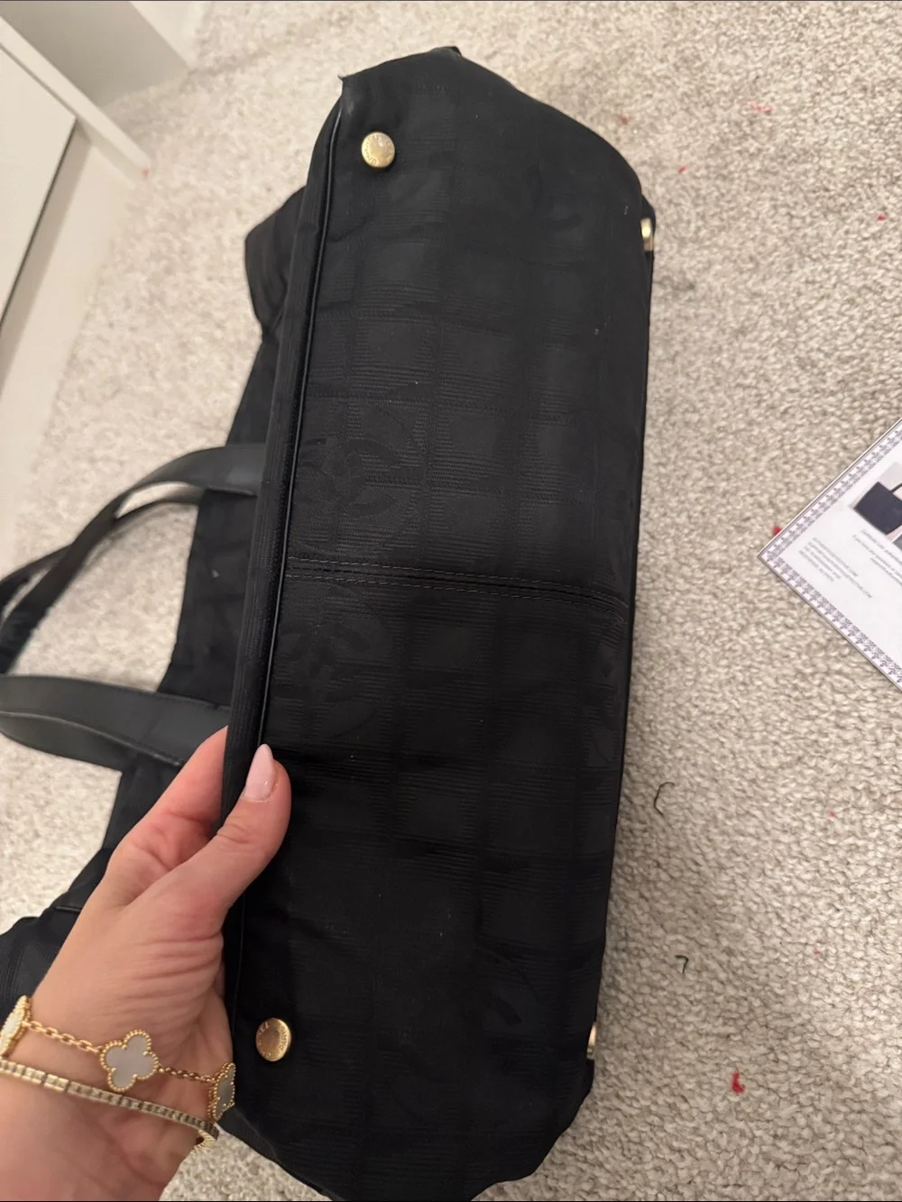 Chanel travel line black bag cc nylon look/feel comes w/ COA & visible auth code - Picture 6 of 7